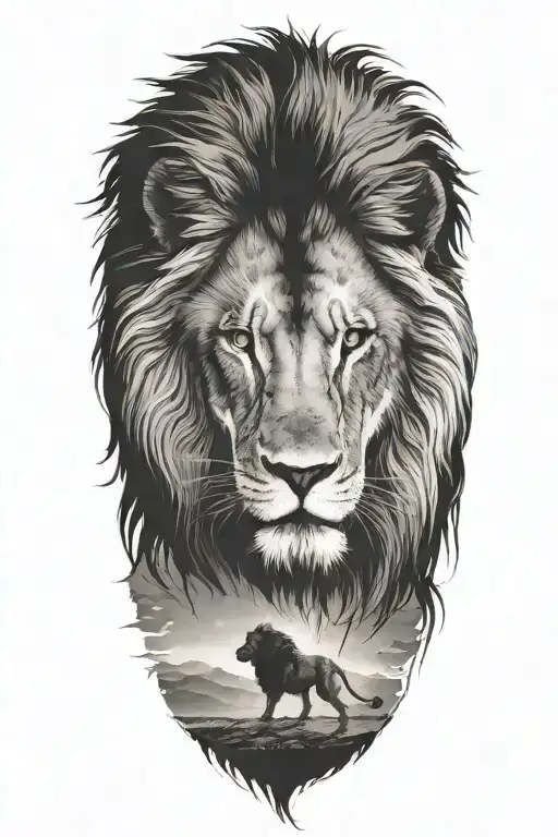 Lion Walking Along Horizon Depicts The Silhouette Surrounded