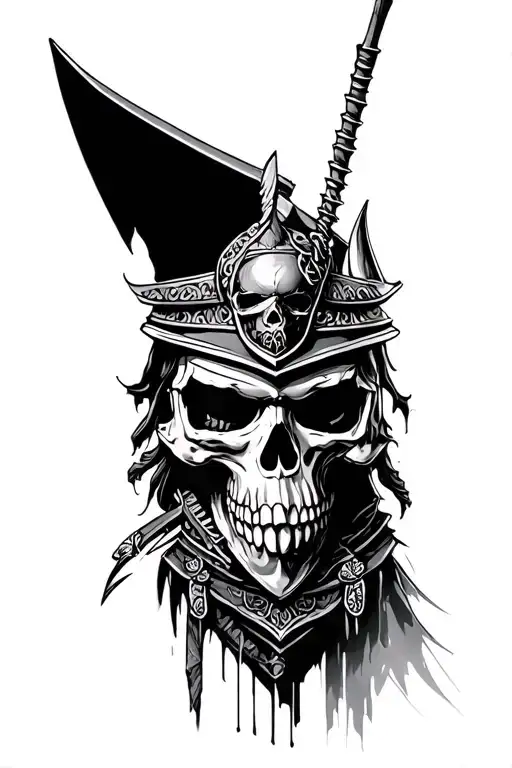 Samourai And Death Skull Adorned