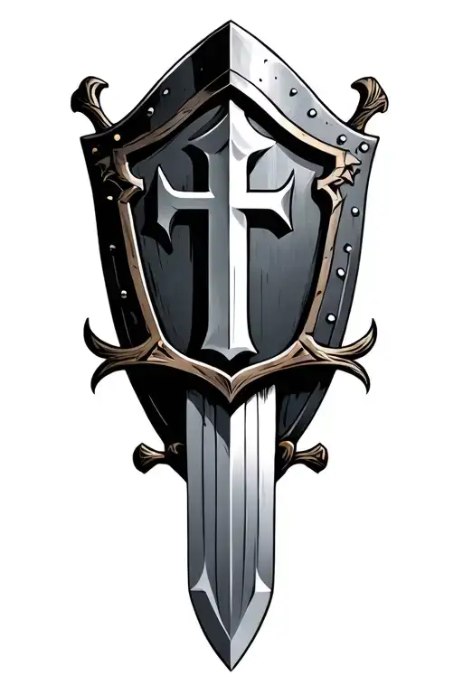 Sword And Shield With F On It