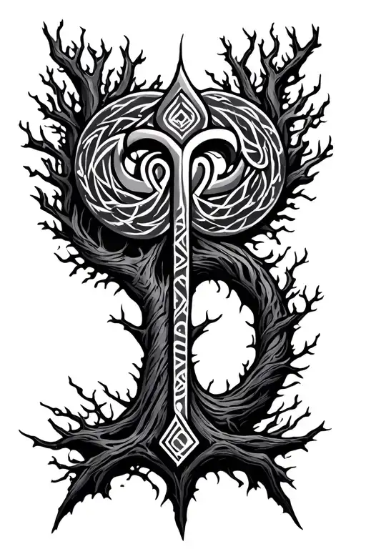 Nordic Rune Symbolizing Protection And Love And Divine Prosperity With Tree Of Life