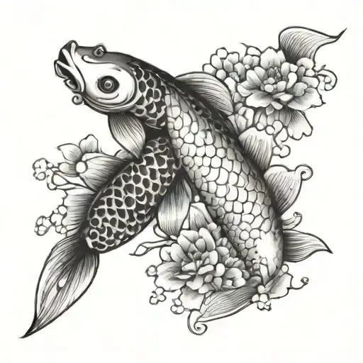 2 Koi Fish And Cherry Blossoms And Pisces Zodiac Sign