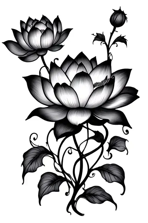 Lotus Flower With Vines