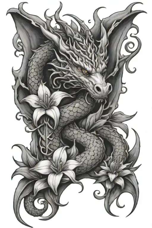 Female Dragon Intertwined Lilies Growing