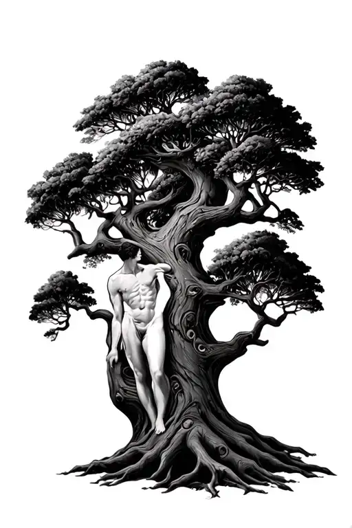 Tree Of Life With A Human Body In Trunk Of Tree