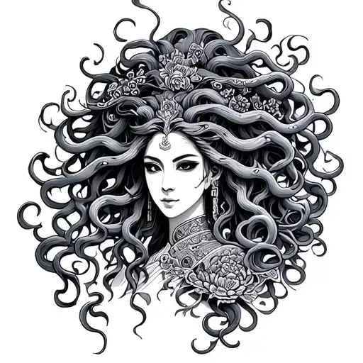Medusa In Traditional Asian Clothing