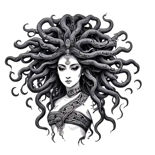 Medusa In Traditional Asian Dress