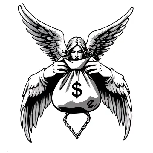Angel Wings Holding Money Bag Only God Can Judge Me