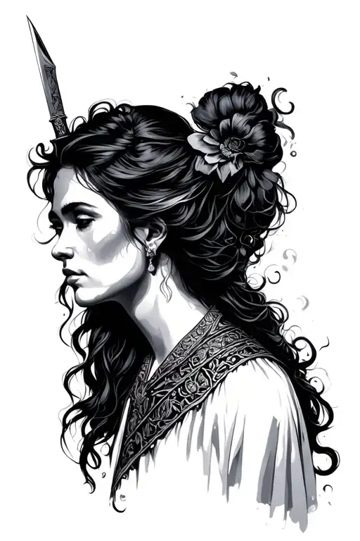 Profile Old Man Girl Dagger