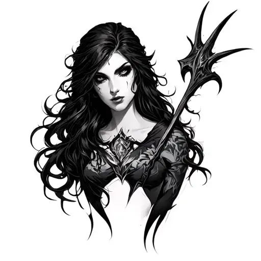 Lilith From Diablo Iv Black And White