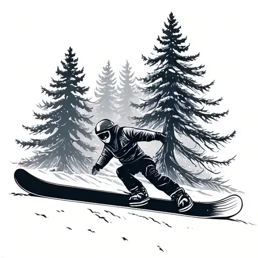 Snowboard With Tree Intertwined