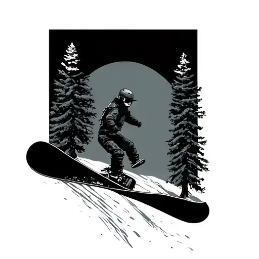 Snowboard With Tree Growing