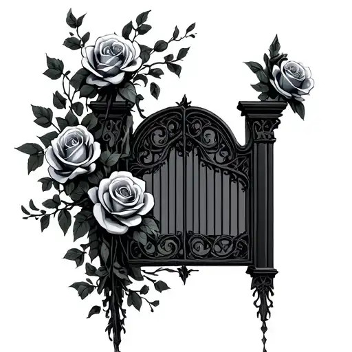 Gothic Gate With Roses Wrapped