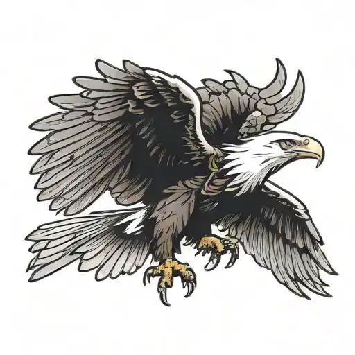 Bald Eagle With Machine Guns In Both Claws