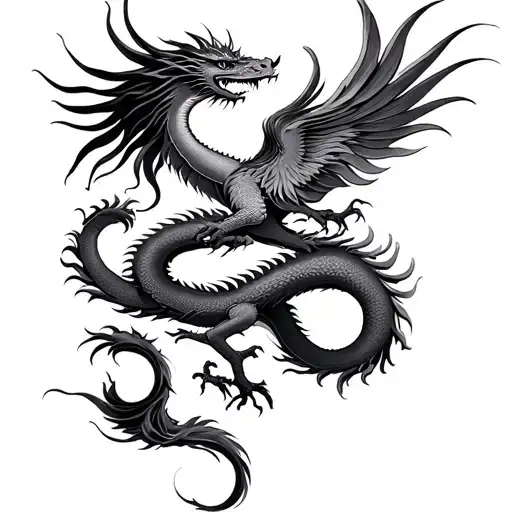 Japanese Dragon And Phoenix