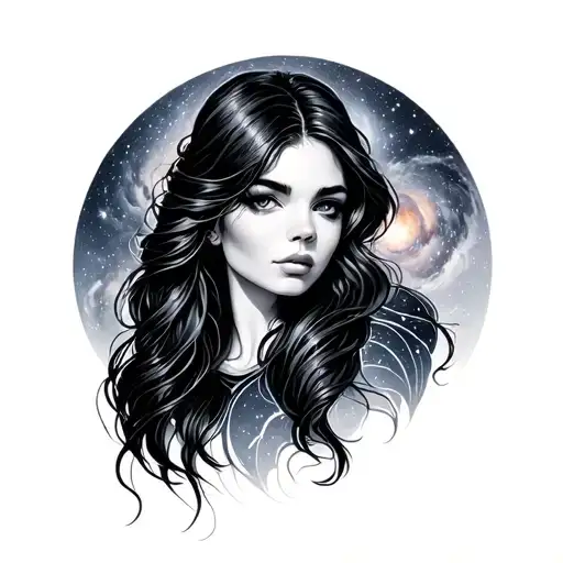 Woman With Galaxy Behind It