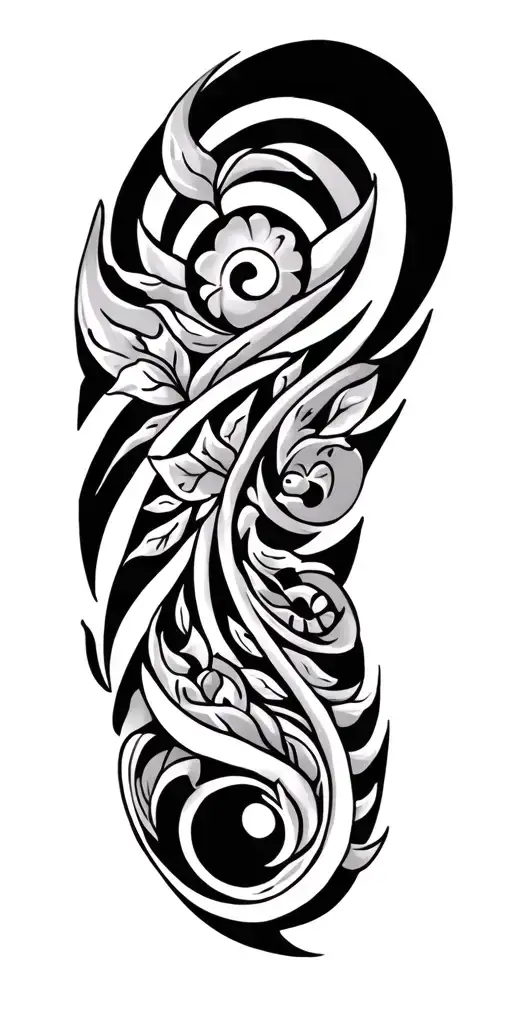 Polinesian Pattern Tattoo With Symbols Incorporated