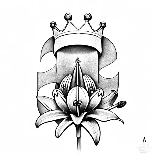 Letter Q With Crown And Egyptian Lillies