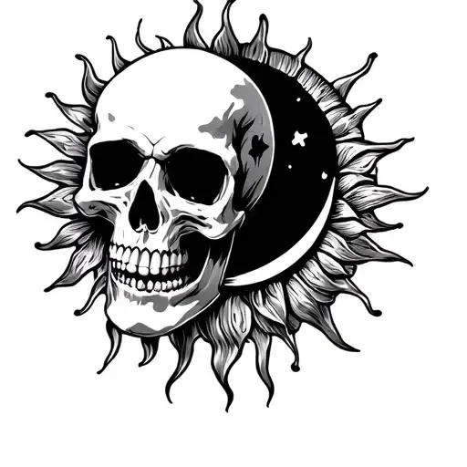 Skull And Moon And Sun