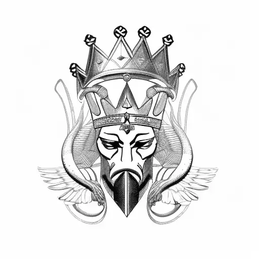 Letter K With Crown And Pharaoh Wings