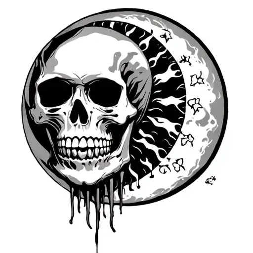 Skull And Moon And Sun