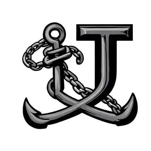 The Letter J As An Anchor & Chain