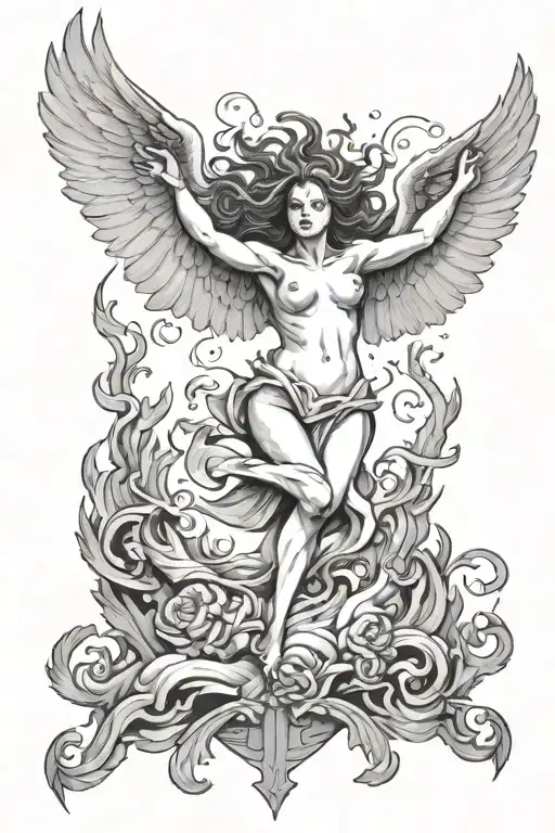 Falling Angel Falling With Burning Wings Spread Wide