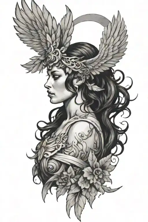 Goddess Nike Profile Modern Warrior See Wings And Wreath In Hair