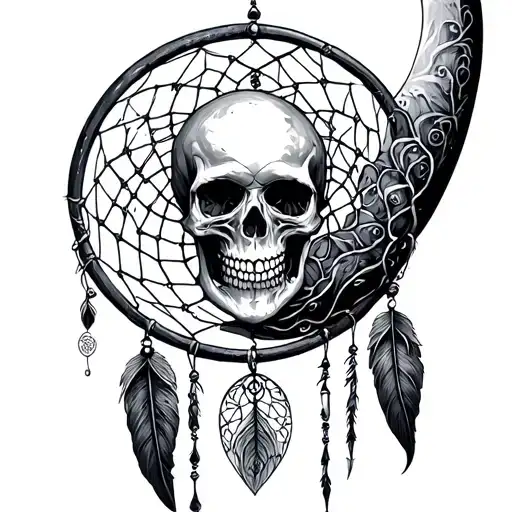 Moon Dream Catcher With Skull