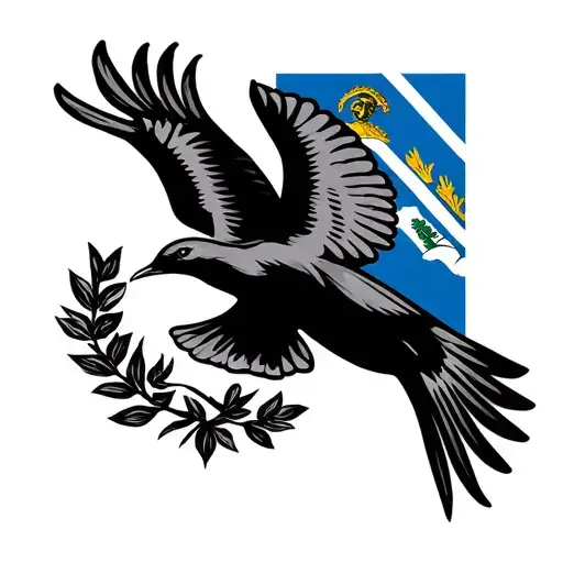 El Salvador Flag With The Bird Flying