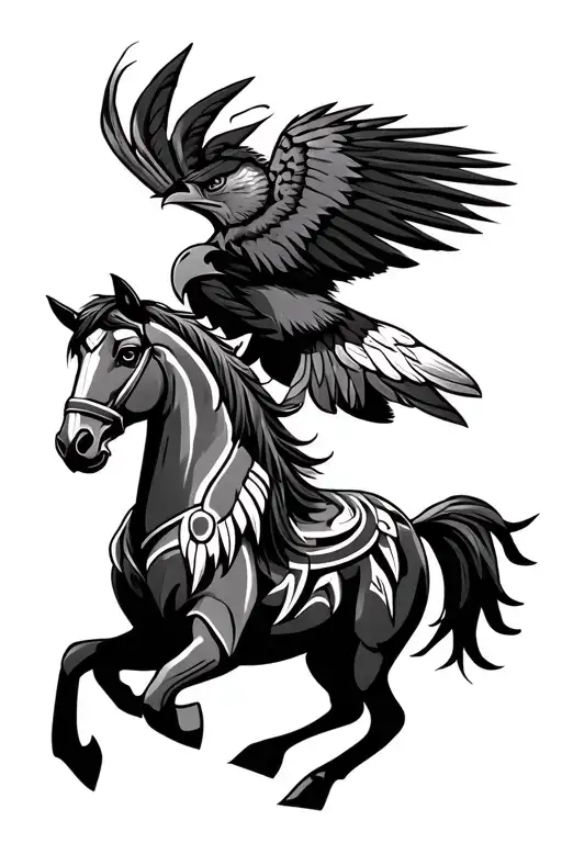 Totem Polehorse And Eagle