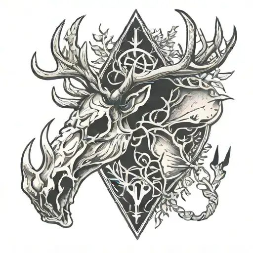 Arrow With Elk Skull Deer Skull Moose Skull