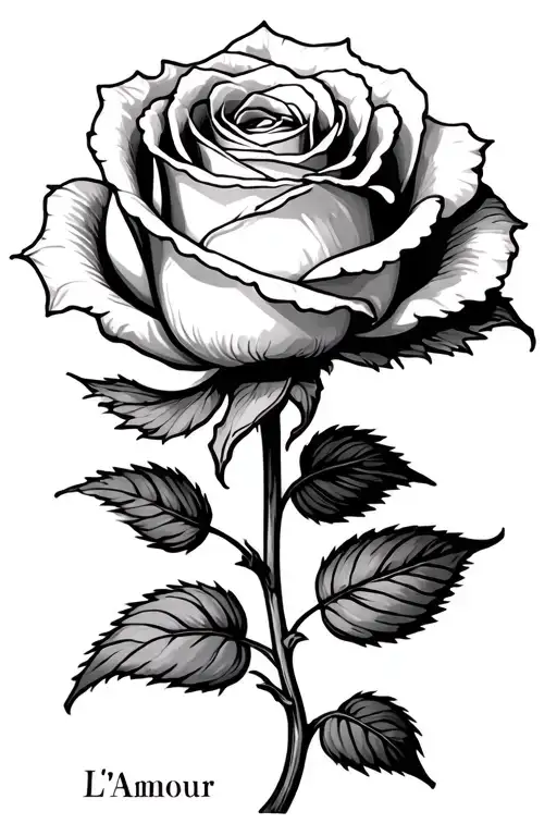 Fineline Rose With L'amour De Ma Vie In The Stem Being Held