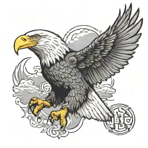 A Majestic Bald Eagle Flying Over The Massachusetts State Outline