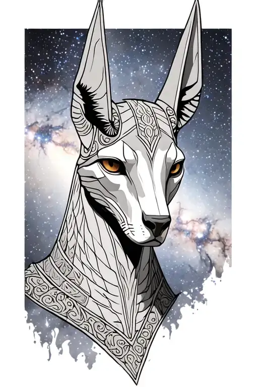 Anubis With A Galaxy Background