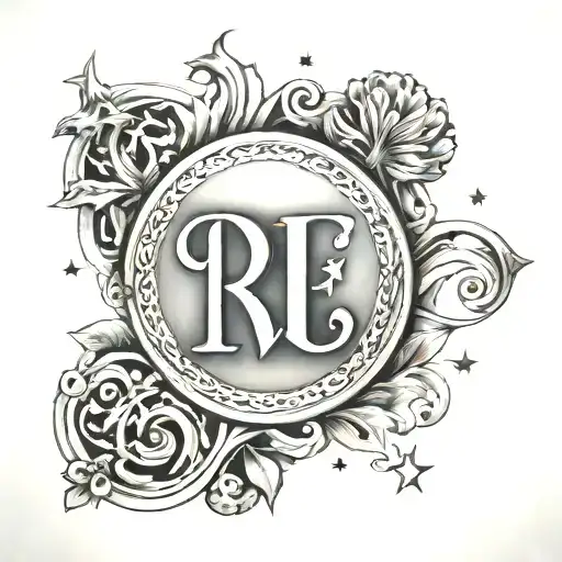 Initials Serr With The Background Of Some Arches And A Sky With Stars And A Heart