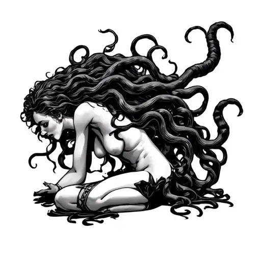 Medusa On Her Knees Looking Down