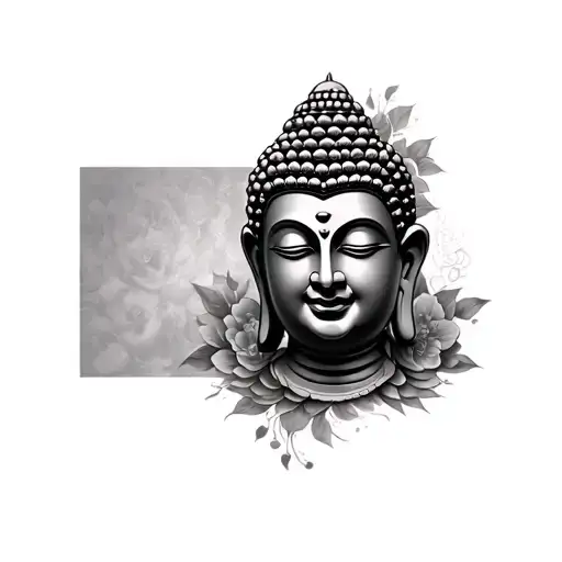 Tattooed Buddha Head On The Haw Teaw Tattoo Cheek