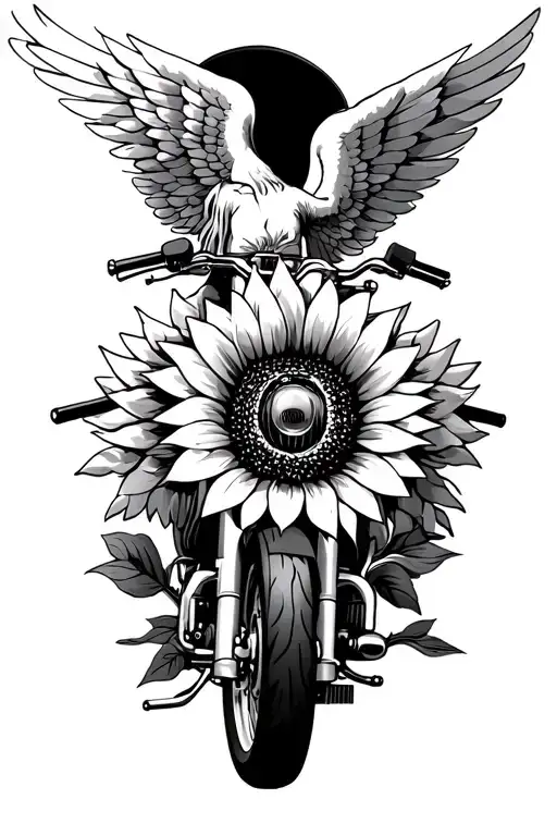 Sunflower Motorcycle Angel Wings