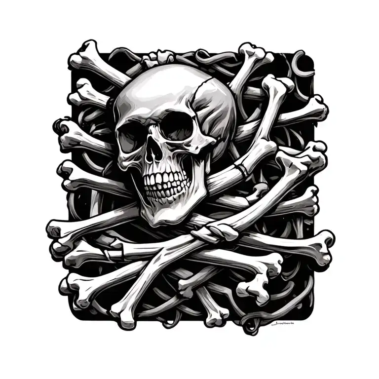 Skull And Assorted Bones Wrapped