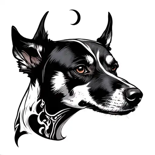 Full Moon Dog And Tattoo Face