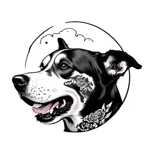 Full Moon Dog And Tattoo Face