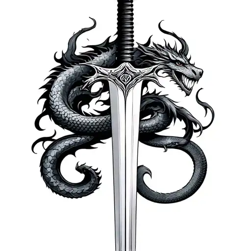 Sword And Snake Or Dragon