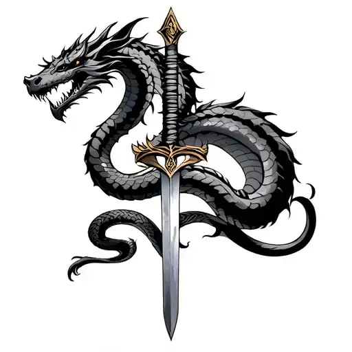 Sword And Snake Or Dragon