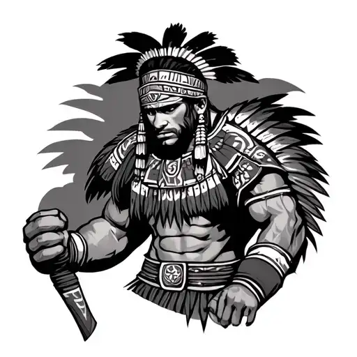 Aztec Warrior Wearing Mma Gear