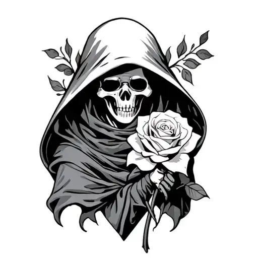 Grim Reaper Holding A Rose