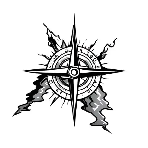 Mountain With Compass And Thunderstorm