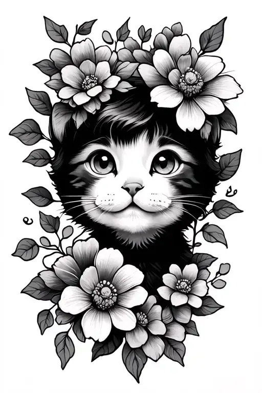 Cat Paw Print Flowers Vine Boy Child