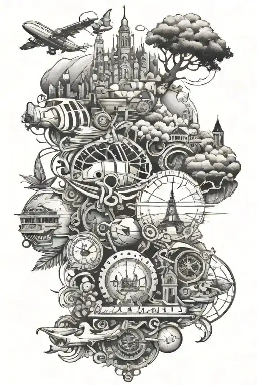 Family And Travel Tattoo Design