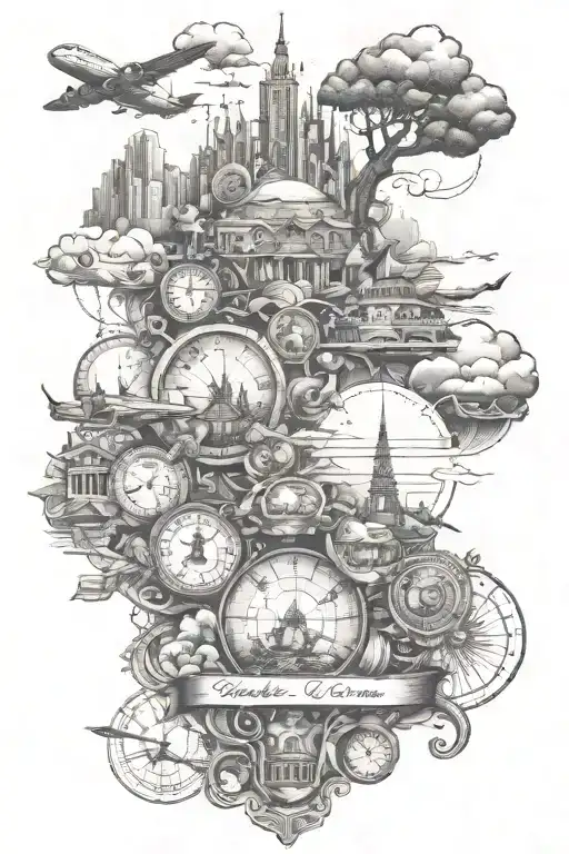 Family And Travel Tattoo Design