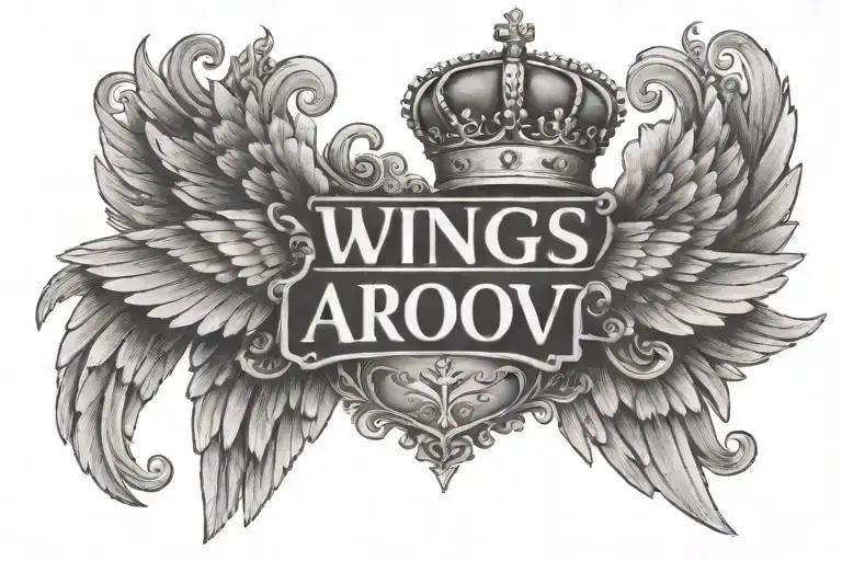 Wings With Crown And Name Luis Above And Date Below